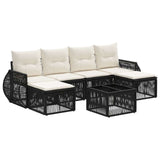 vidaXL Tuinbank Set 7 pcs Zwart en Crème Wit poly rattan