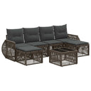 vidaXL Tuinbank Set 7 pcs Zwart en Crème Wit poly rattan