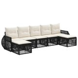 vidaXL Tuinbank Set 8 pcs Zwart en Crème Wit poly rattan