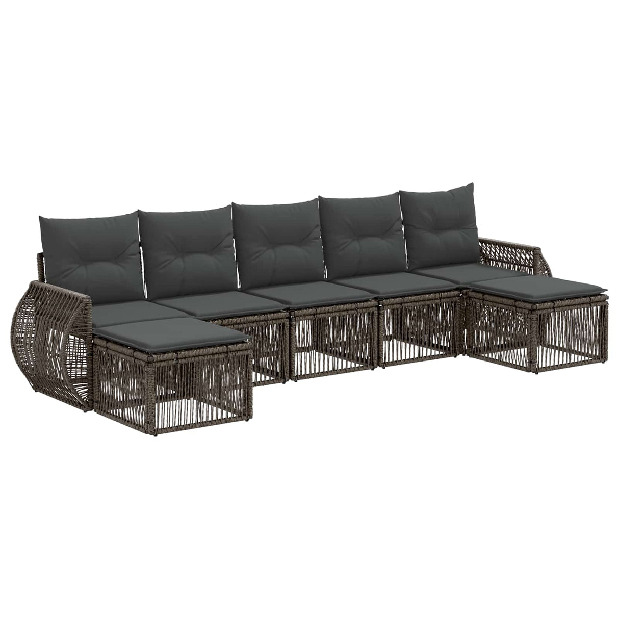vidaXL Tuinbank Set 8 pcs Zwart en Crème Wit poly rattan