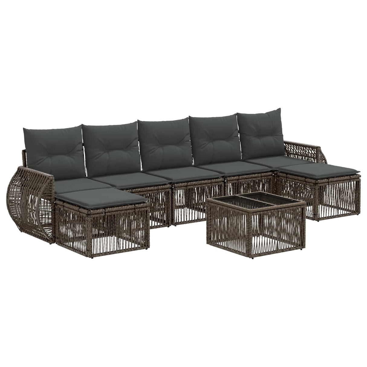 vidaXL Tuinbank Set 8 pcs Zwart en Crème Wit poly rattan