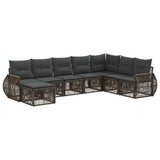 vidaXL Tuinbank Set 9 pcs Zwart en Crème Wit poly rattan