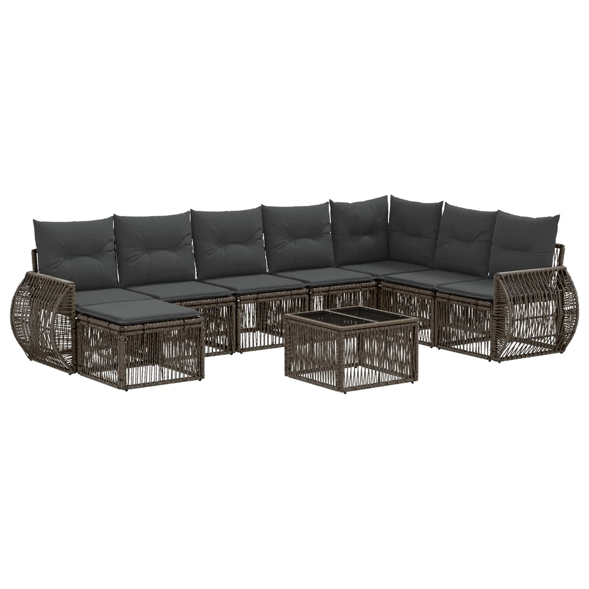 vidaXL Tuinbank Set 9 pcs Zwart en Crème Wit poly rattan