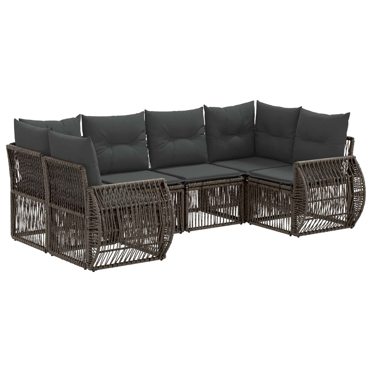 vidaXL Tuinbank Set 6 st 6-Aantal zitplaatsen Zwart en Crème Wit