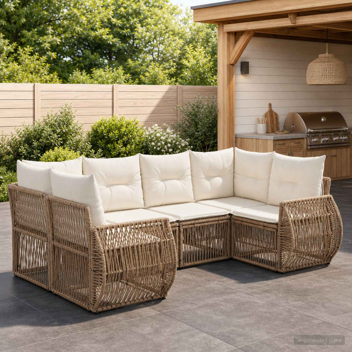 vidaXL Tuinbank Set 6 st 6-Aantal zitplaatsen Zwart en Crème Wit