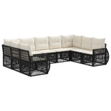 vidaXL Tuinbank Set 10 pcs Zwart en Crème Wit poly rattan