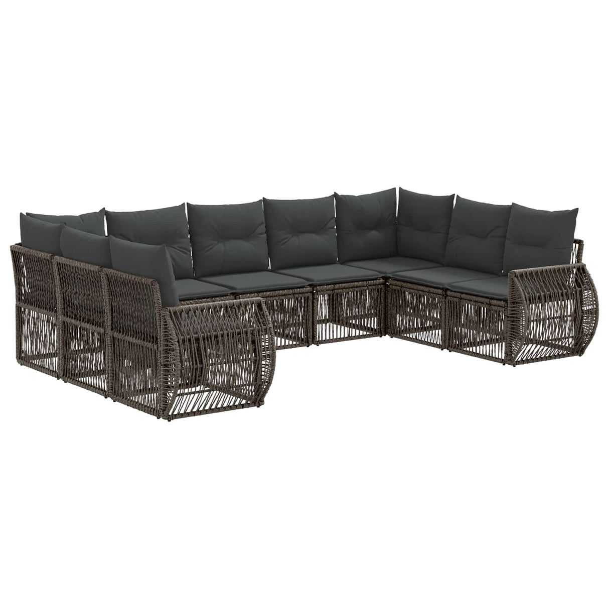 vidaXL Tuinbank Set 10 pcs Zwart en Crème Wit poly rattan