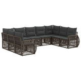 vidaXL Tuinbank Set 10 pcs Zwart en Crème Wit poly rattan