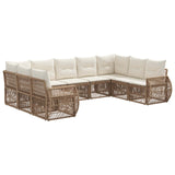 vidaXL Tuinbank Set 10 pcs Zwart en Crème Wit poly rattan