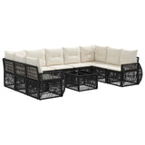 vidaXL Tuinbank Set 10 pcs Zwart en Crème Wit poly rattan