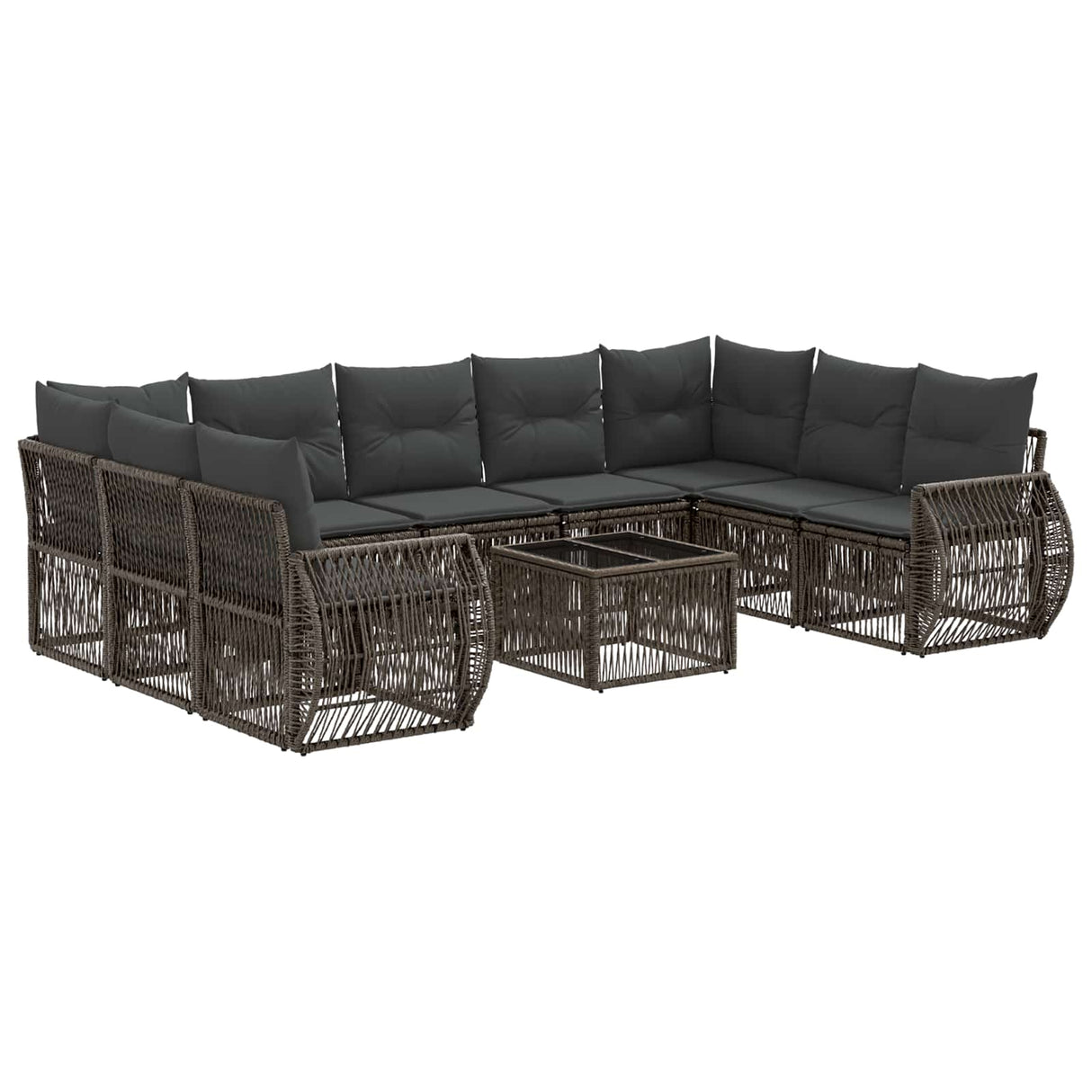 vidaXL Tuinbank Set 10 pcs Zwart en Crème Wit poly rattan