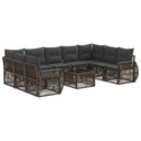 vidaXL Tuinbank Set 10 pcs Zwart en Crème Wit poly rattan