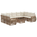 vidaXL Tuinbank Set 10 pcs Zwart en Crème Wit poly rattan
