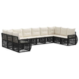 vidaXL Tuinbank Set 11 pcs Zwart en Crème Wit poly rattan