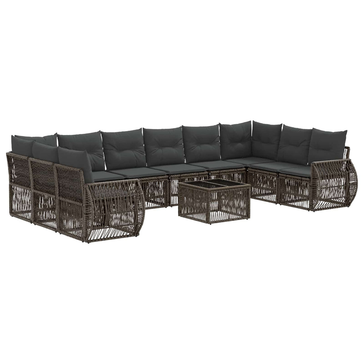vidaXL Tuinbank Set 11 pcs Zwart en Crème Wit poly rattan