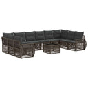 vidaXL Tuinbank Set 11 pcs Zwart en Crème Wit poly rattan