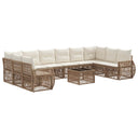 vidaXL Tuinbank Set 11 pcs Zwart en Crème Wit poly rattan
