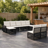 vidaXL Tuinbank Set 10 pcs Zwart en Crème Wit poly rattan