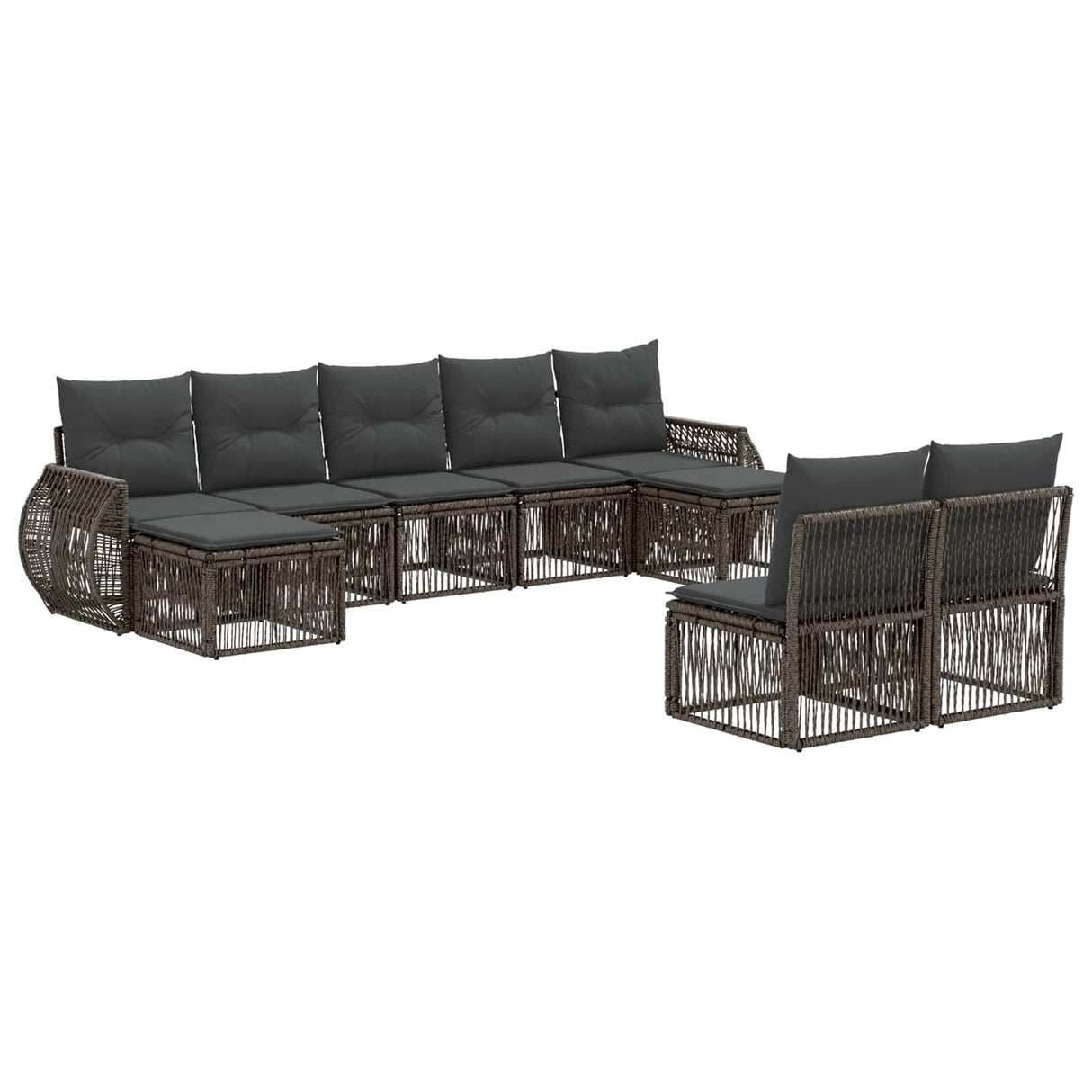 vidaXL Tuinbank Set 10 pcs Zwart en Crème Wit poly rattan