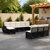 vidaXL Tuinbank Set 11 pcs Zwart en Crème Wit poly rattan