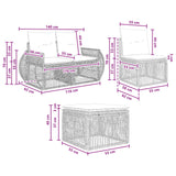 vidaXL Tuinbank Set 11 pcs Zwart en Crème Wit poly rattan