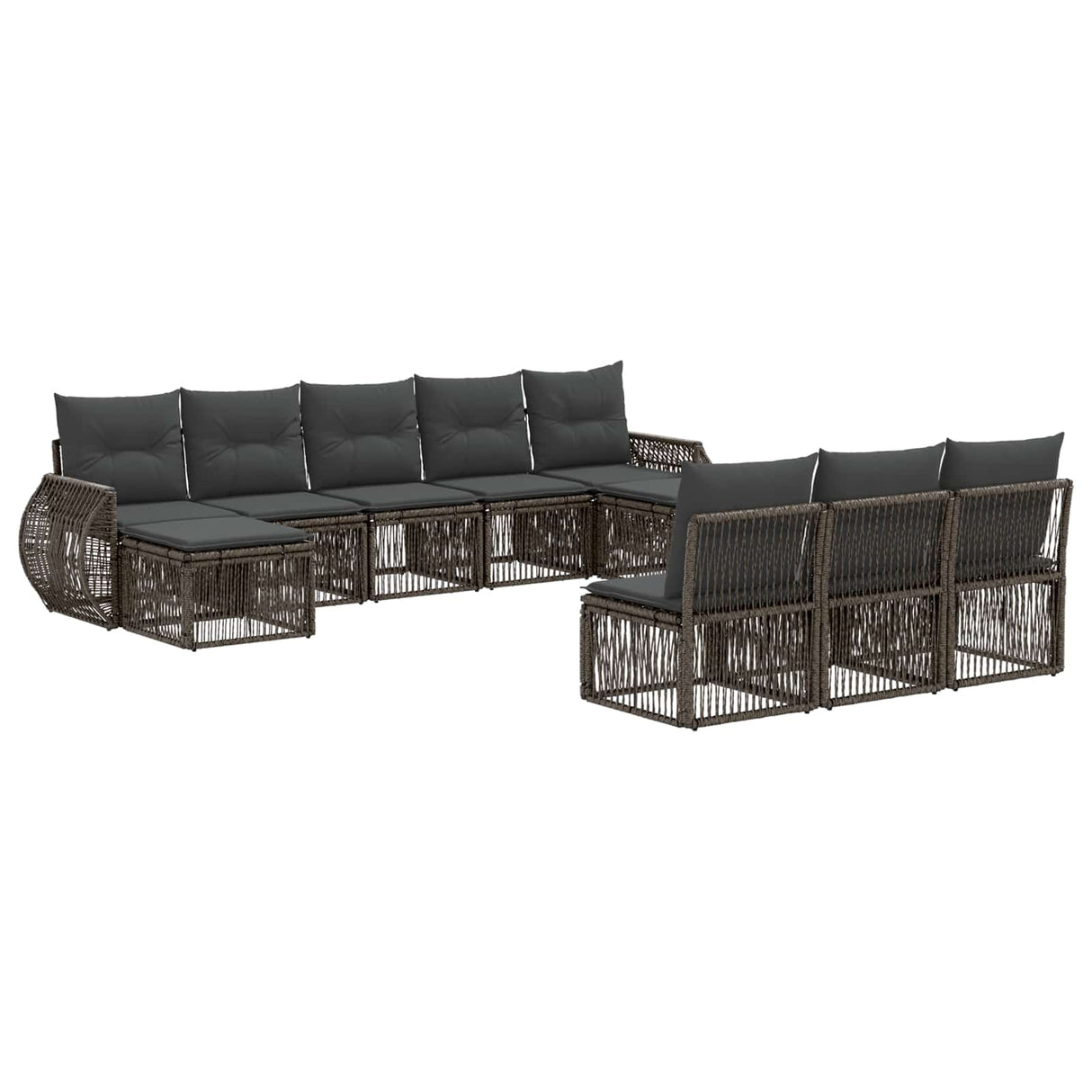 vidaXL Tuinbank Set 11 pcs Zwart en Crème Wit poly rattan