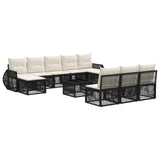 vidaXL Tuinbank Set 11 pcs Zwart en Crème Wit poly rattan
