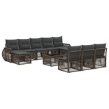vidaXL Tuinbank Set 11 pcs Zwart en Crème Wit poly rattan