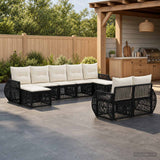 vidaXL Tuinbank Set 10 pcs Zwart en Crème Wit poly rattan