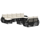 vidaXL Tuinbank Set 10 pcs Zwart en Crème Wit poly rattan