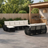 vidaXL Tuinbank Set 11 pcs Zwart en Crème Wit poly rattan