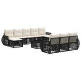 vidaXL Tuinbank Set 11 pcs Zwart en Crème Wit poly rattan
