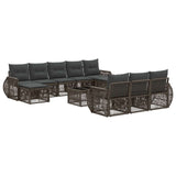 vidaXL Tuinbank Set 11 pcs Zwart en Crème Wit poly rattan