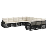 vidaXL Tuinbank Set 12 pcs Zwart en Crème Wit poly rattan