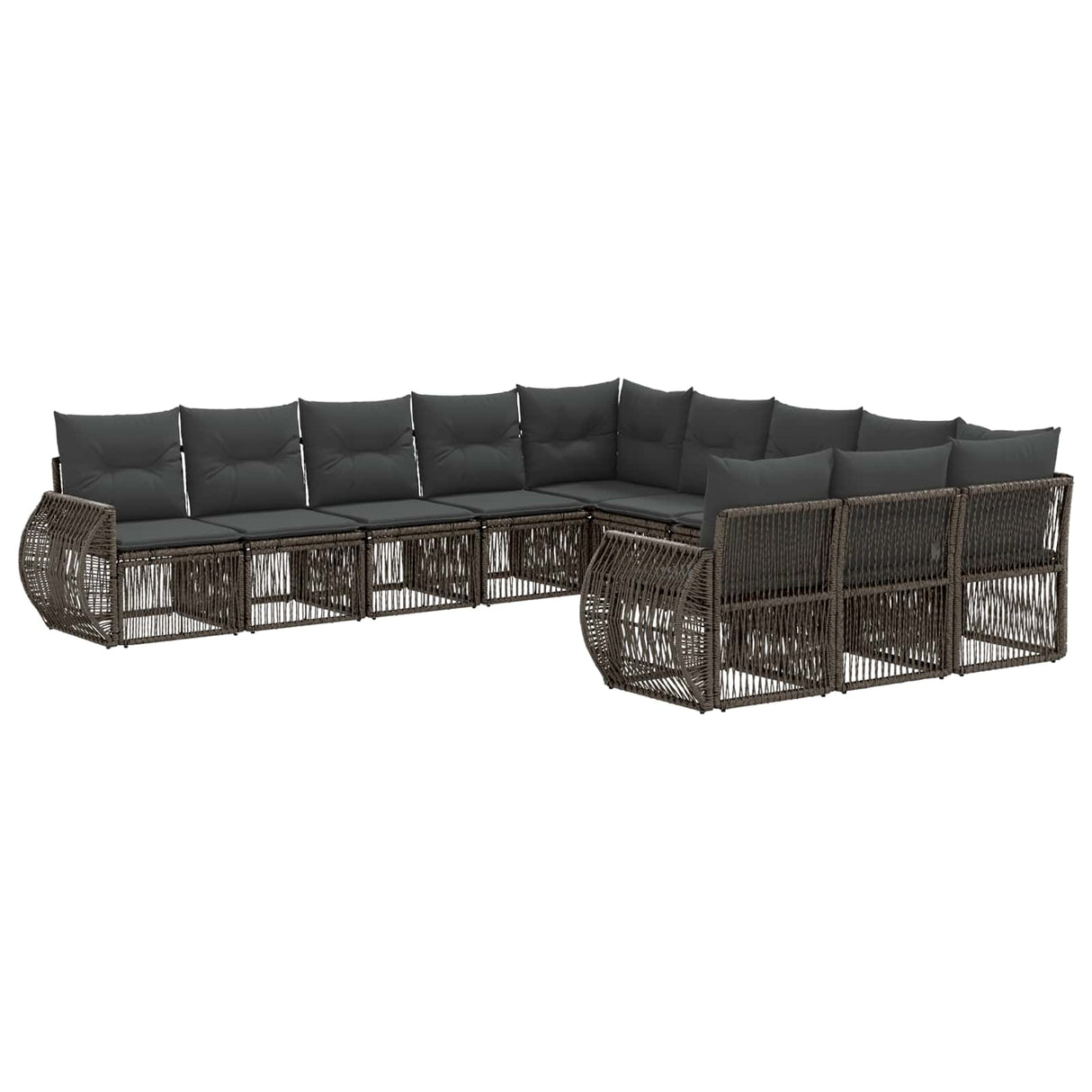 vidaXL Tuinbank Set 12 pcs Zwart en Crème Wit poly rattan