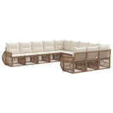 vidaXL Tuinbank Set 12 pcs Zwart en Crème Wit poly rattan