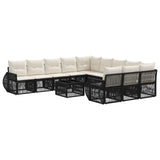 vidaXL Tuinbank Set 12 pcs Zwart en Crème Wit poly rattan