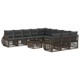 vidaXL Tuinbank Set 12 pcs Zwart en Crème Wit poly rattan