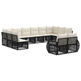 vidaXL Tuinbank Set 13 pcs Zwart en Crème Wit poly rattan