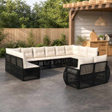 vidaXL Tuinbank Set 13 pcs Zwart en Crème Wit poly rattan