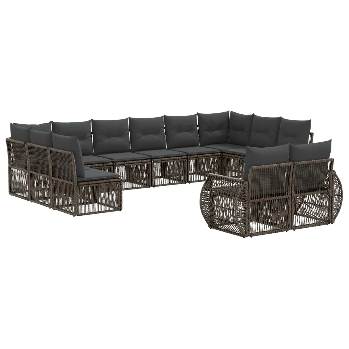 vidaXL Tuinbank Set 13 pcs Zwart en Crème Wit poly rattan
