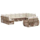 vidaXL Tuinbank Set 13 pcs Zwart en Crème Wit poly rattan