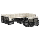 vidaXL Tuinbank Set 13 pcs Zwart en Crème Wit poly rattan