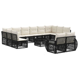 vidaXL Tuinbank Set 13 pcs Zwart en Crème Wit poly rattan