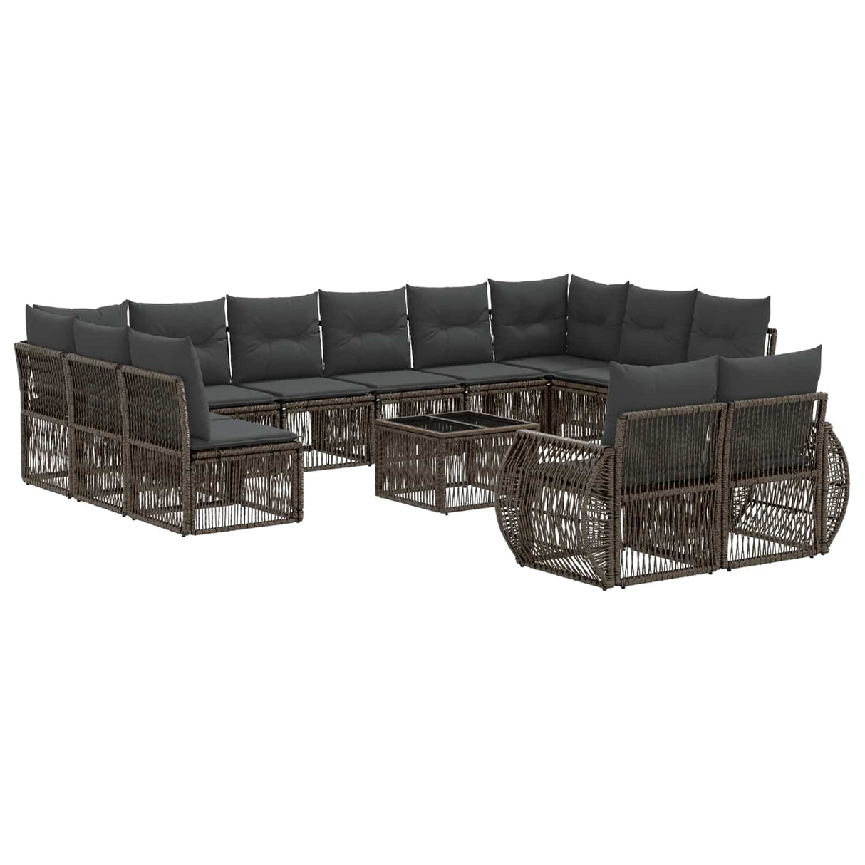 vidaXL Tuinbank Set 13 pcs Zwart en Crème Wit poly rattan
