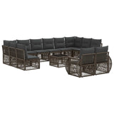 vidaXL Tuinbank Set 13 pcs Zwart en Crème Wit poly rattan
