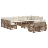 vidaXL Tuinbank Set 13 pcs Zwart en Crème Wit poly rattan