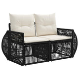 vidaXL Tuinbank Set 14 pcs Zwart en Crème Wit poly rattan