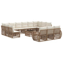 vidaXL Tuinbank Set 14 pcs Zwart en Crème Wit poly rattan