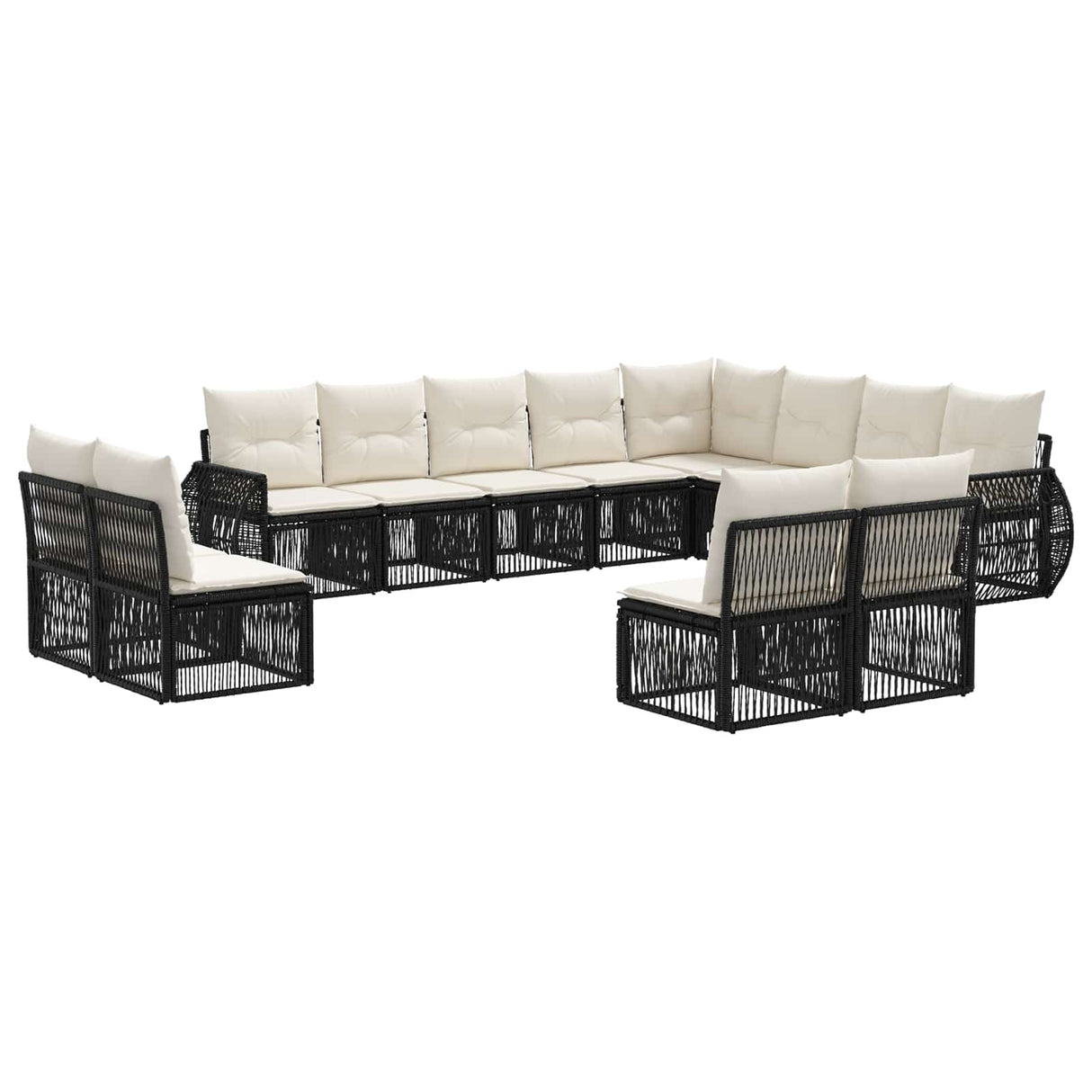 vidaXL Tuinbank Set 13 pcs Grijs en Donkergrijs poly rattan